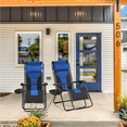 thumbnail image 3 of Alden Design 2pcs Padded Foldable Zero Gravity Chair with Armrests/ Cupholder/ Pillow, Navy Blue/Black, 3 of 7