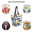 thumbnail image 7 of FORMRS Womens Canvas Tote Bag with Zipper Inner Pocket Shoulder Handbag, Beige Plaid Lemon, 7 of 7
