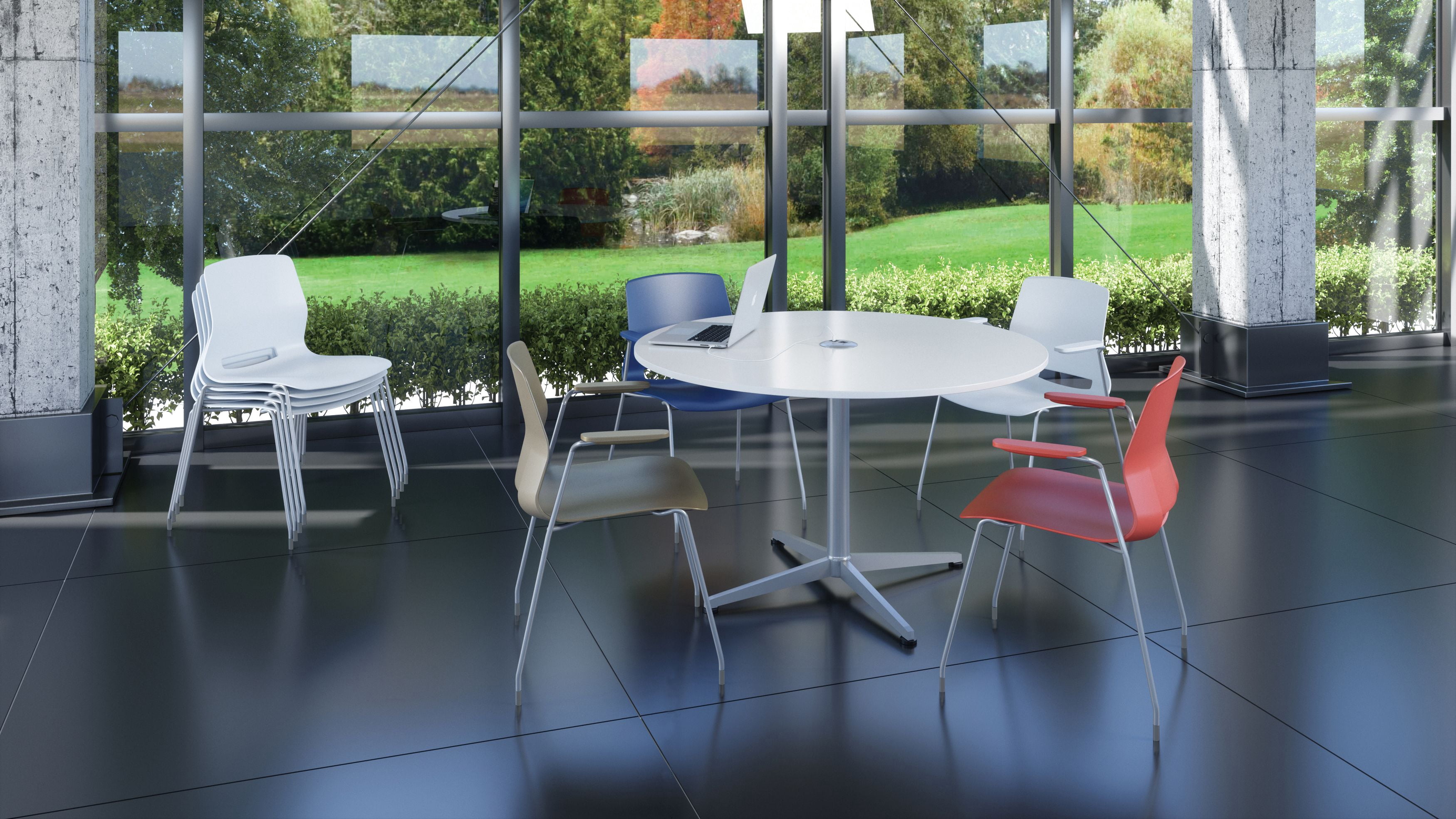 Olio Designs Lola Stacking Arm Chair with Casters, Light Grey