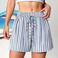 thumbnail image 2 of Admvng Womens Casual Striped Shorts Drawstring Waist Everyday Wear, 2 of 7