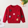 thumbnail image 2 of Splozh Kids Sweaters Boys Cute Handmade Flower Knitted Sweaters for Small and Medium Sized Children Red,5-6 Years, 2 of 6