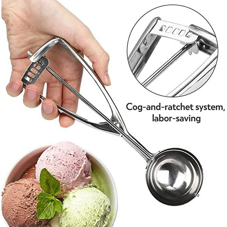 Cookie Scoop with Trigger, 1PC Large Ice Cream Scoop with Squeeze Trigger  Cookie Dough Scooper Cupcake Muffin Batter Meat Ball Dispenser Melon Baller  Food-grade 18/8 Stainless Steel 