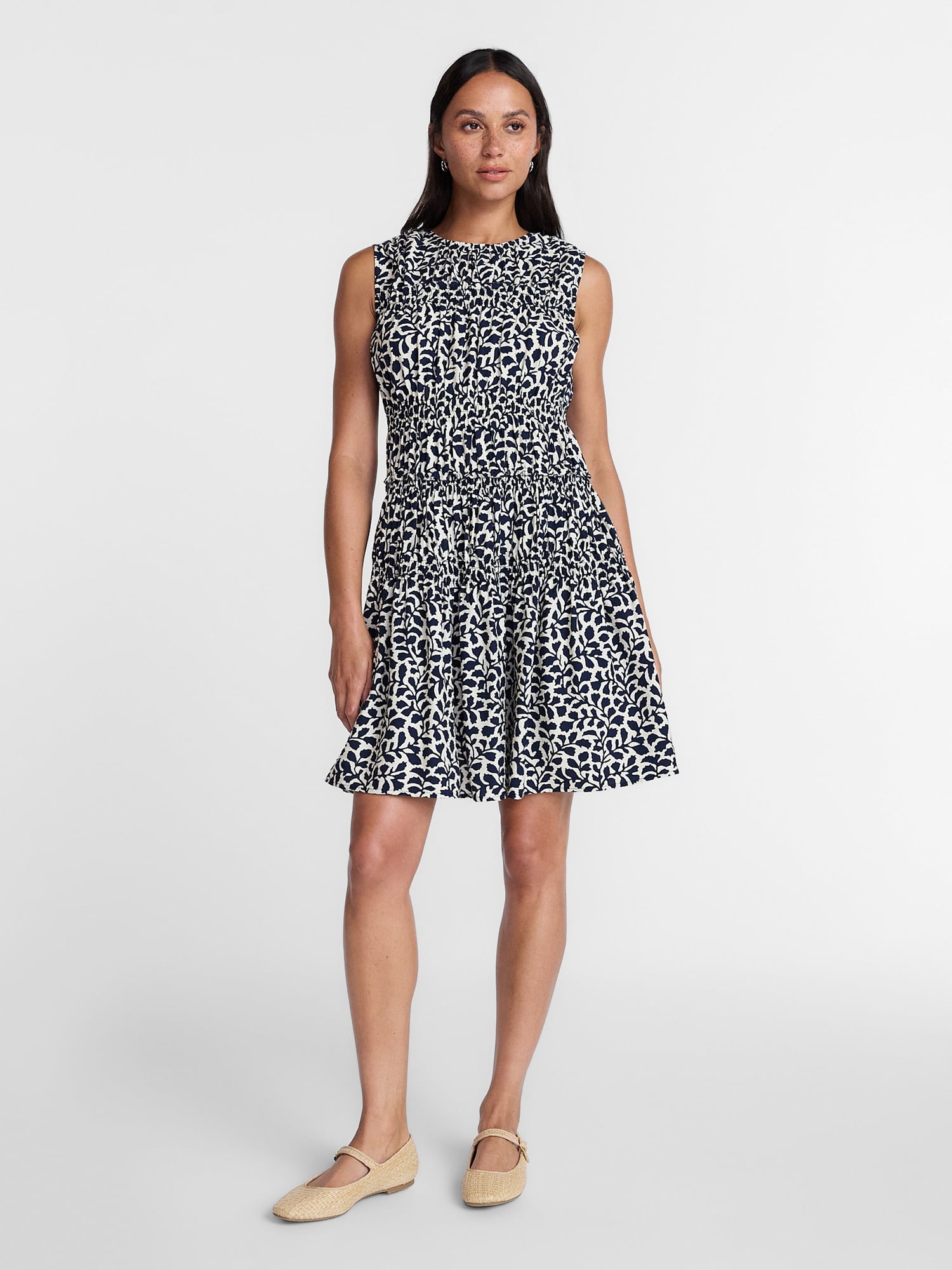 Time and Tru Women's Smocked Sleeveless Mini Dress, Sizes XS-XXXL
