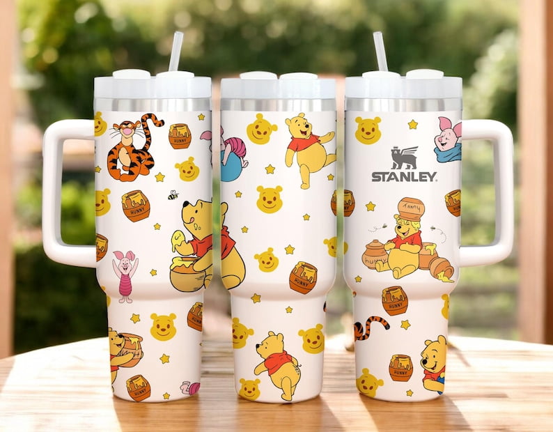 Disney Winnie the Pooh Stainless Steel Travel Tumbler with Straw