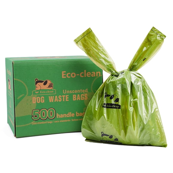 Bolsas para basura para perros ECO-CLEAN, 500 unidades, con asa, sin perfume