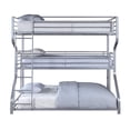 thumbnail image 4 of Industrial 3 Tier Bunk Bed with Curved Metal Frame and Guardrails, Silver, 4 of 7