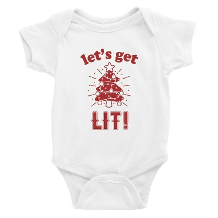 Get Lit Christmas Tree Cute Baby Bodysuit X-mas