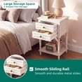 thumbnail image 4 of FOROUTIA Farmhouse Rectangular Nightstand with 2 Drawers, Carved Wood Side Table with Shelf, Vintage Bedside Table for Bedroom Living Room, White, 4 of 7