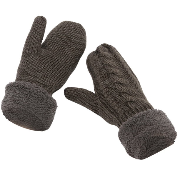 Guantes de invierno para mujer, manoplas cálidas, guantes gruesos de lana tejida, manoplas novedosas
