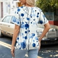 thumbnail image 3 of Weiqiqre Women's Clothing Short Sleeve Summer Casual Crew Neck Shirts Floral Solid Blouse Pleated Tunics, 3 of 7