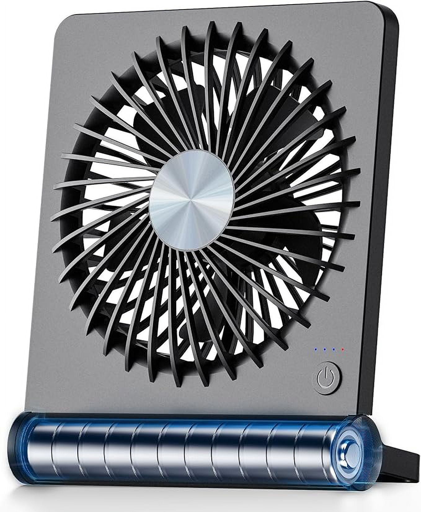 Koonie Portable Desk Fan, 3.5-20hrs Battery Operated Small USB Fan with Ultra Quiet 220 Tilt Folding, Rechargeable Personal Fan with 3 Speeds Strong Wind for Home Office Desktop, Black
