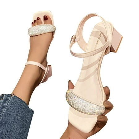 

ãYilirongyummã White 38 Sandals Women Fashion Women Breathable Lace Up Shoes Rhinestone Bowknot Heels Casual Sandals