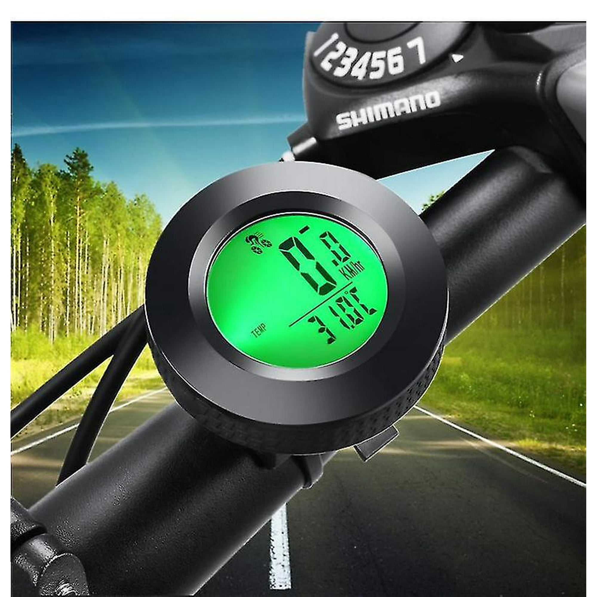 Ordinateur De Vélo Rond LED – Rétroéclairage – Vitesse, Distance, Calories – Noir