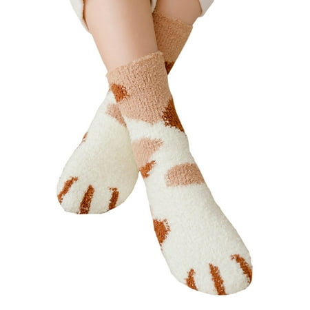 Cotton socks Women Winter Socks Cute Cat Paw Print Thick ...