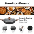 thumbnail image 2 of Hamilton Beach 4.5 Quart Nonstick Marble Coating Even Heating Round Beach Low Oven Pot with Glass Lid and Wooden Like Soft Touch Handle, Dutch Oven Pot, Braising, Roasting, 2 of 7