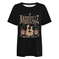thumbnail image 4 of TrendOFT Country Music T Shirts for Women Oversized Retro Guitar Graphic Tees Crew Neck Short Sleeve Shirt Summer Tops Black S, 4 of 4