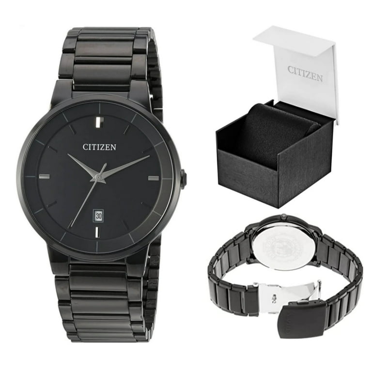 ■シチズン CITIZEN BI5017-50E メンズ 腕時計【箱付/稼働品】 Citizen Men's Quartz Watch with Black Dial, Black Ion-Plated