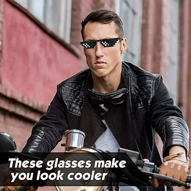 JM 1 Cool Black Sunglasses Gafas de sol Thug Life Swag Gafas de sol unisex Gafas divertidas Gafas de mosaico de pixeles de 8 bits Proteccion UV Gafas de sol para juegos