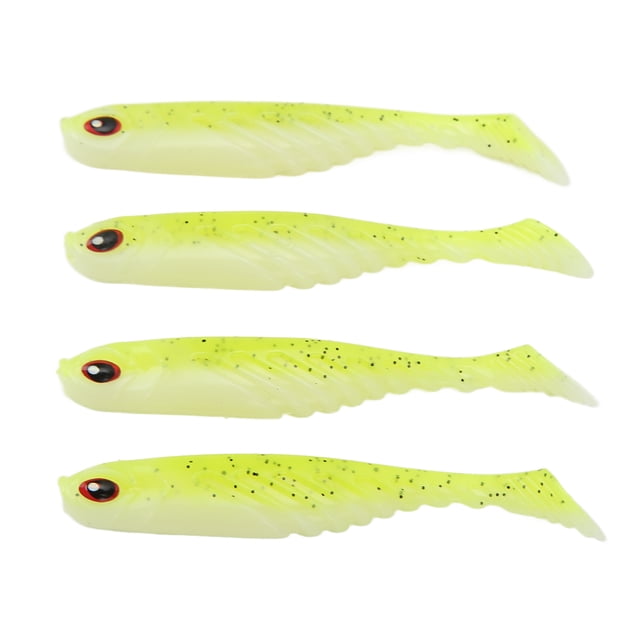 4 Uds AR48 75mm/3,2g T cola suave cebo de PVC colores dobles Jigging Wobblers señuelo artificial amarillo blanco
