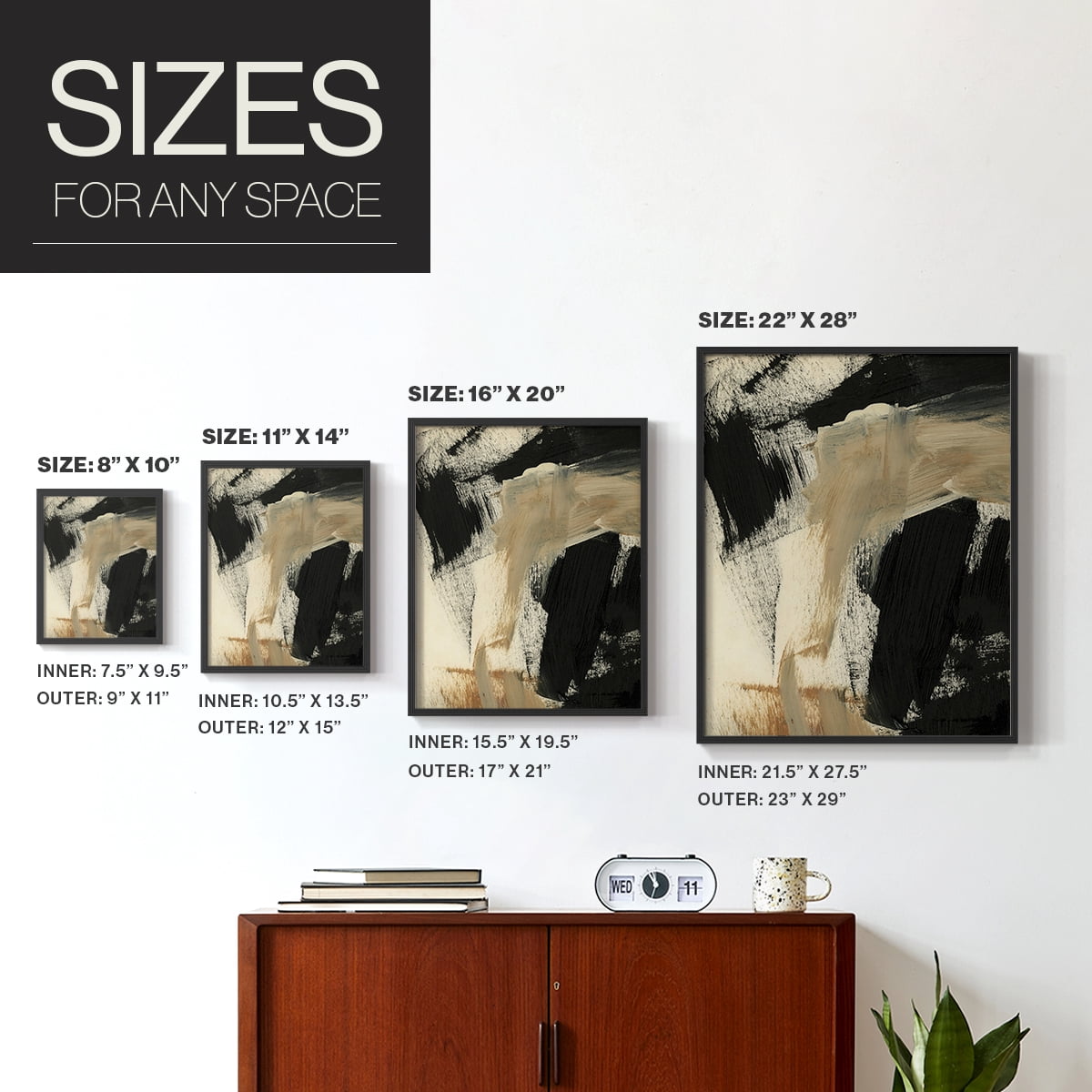 Baked Paintstrokes IV Framed Print in Black Solid Wood Framed Print No Nail Hanging