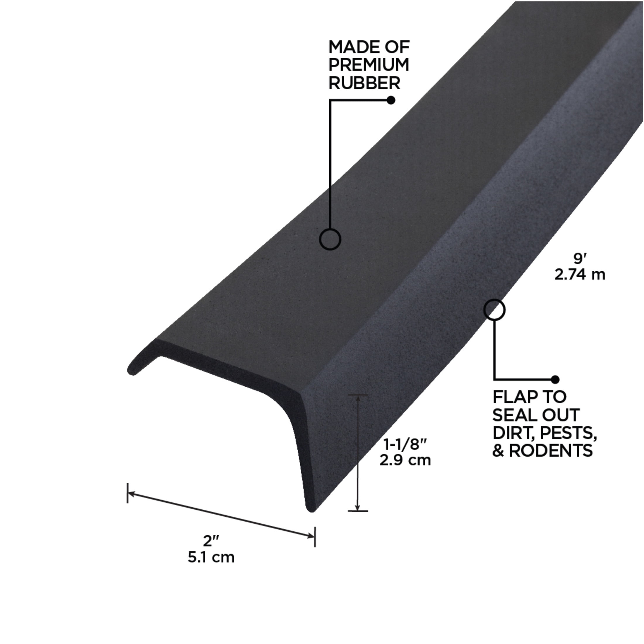 M-D Building Products 03723 9 ft. Black Rubber Garage Door Bottom Seal