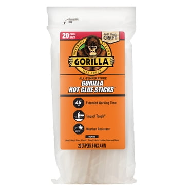 Gorilla Glue Clear Hot Glue Sticks, 8" x .43", 20-Count, Full Size