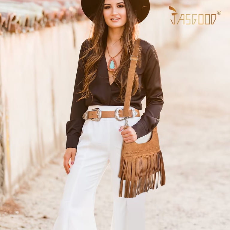 JASGOOD Fringe Crossbody Bag Boho Western, Brown photo 3