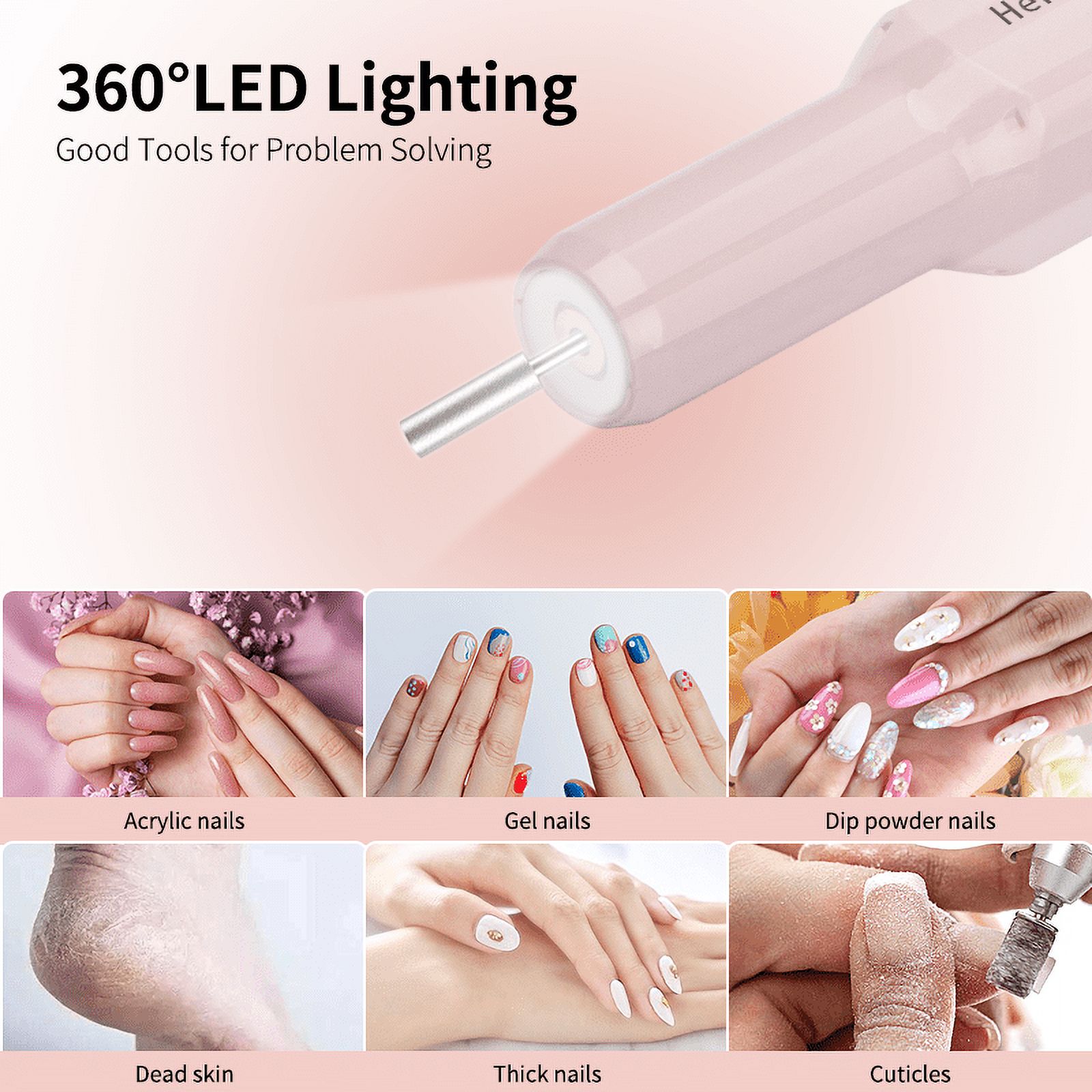 Electric Nail Drill Cordless Machine by HengYuaoler Portable Design 35,000 RPM Low Noise Professional Salon Nail Drill for Your Daily Use