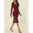 thumbnail image 3 of DARING DIVA Slim Fit Ribbed Knit Bodycon Sweater Dress XL Red, 3 of 6