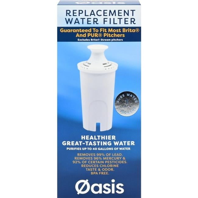 Oasis 4003540 Water Pitcher Replacement Water Filter for Brita & PUR