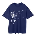 thumbnail image 4 of Holzkary Women's Floral T-Shirts Crew Neck Dandelion Sun Flower Graphic Casual Tee Boho Tops Cute Wildflowers Shirts Summer Round Neck Dandelion Print Loose Casual Short Sleeved T Shirt Blue 3Xl, 4 of 4