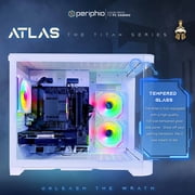 Periphio Atlas Gaming PC, AMD Ryzen 5 5500 up to 4.2GHz with Radeon RX 6500XT 4GB GPU (Gaming Optimized), 16GB RAM, 1TB SSD, WiFi, Windows 11 Desktop, White, Full Battlestation