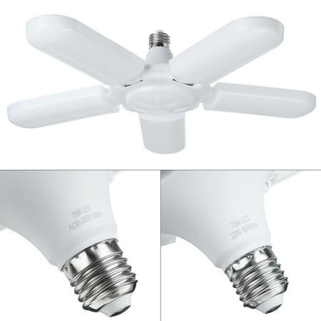 75W AC 85-265V Foldable Fan Blade Bulb E27 5 Fans Ceiling Garage Lights