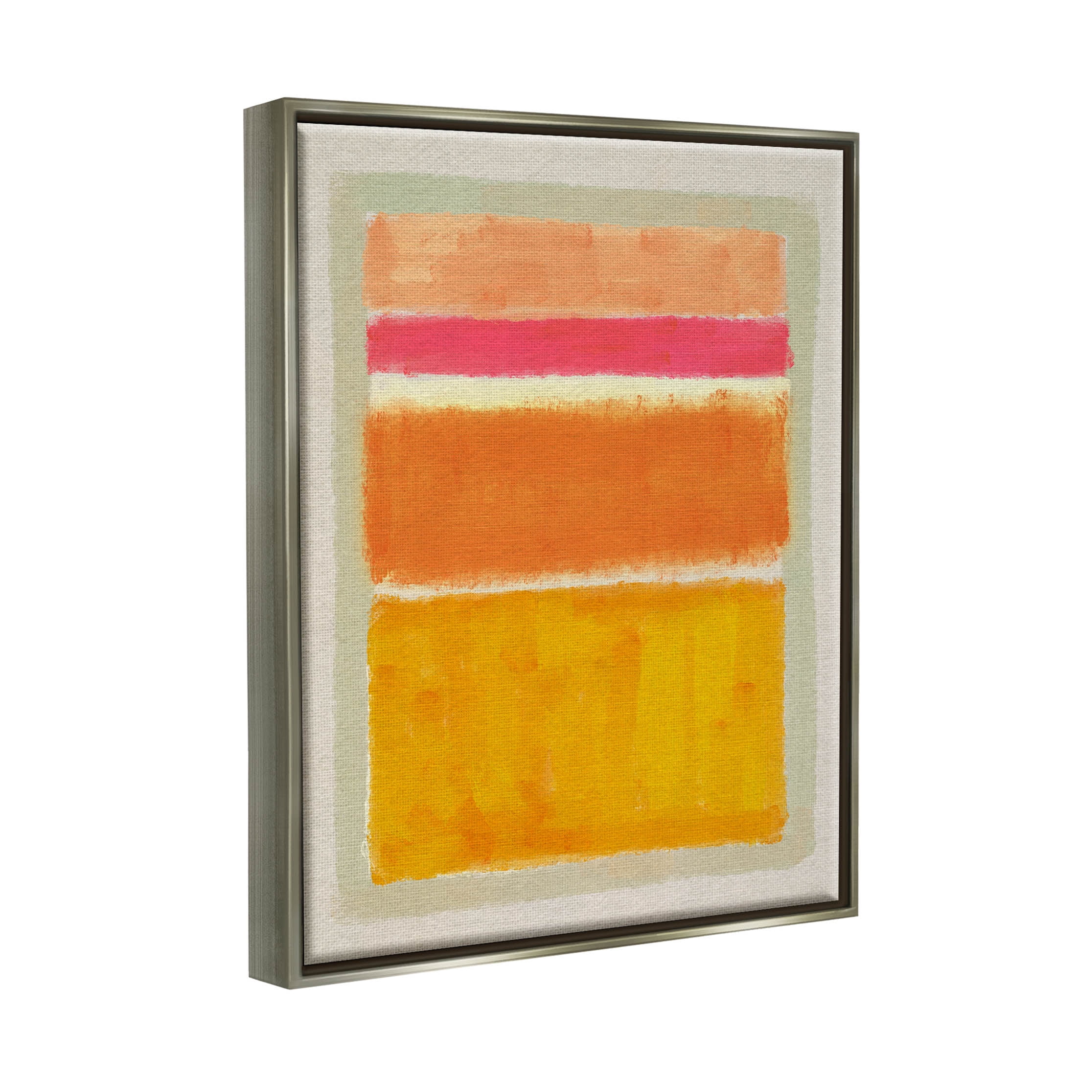Stupell Industries Varied Orange Stripes Arrangement Painting Luster Gray Floating Framed Canvas Print Wall Art, Design by Victoria Barnes