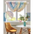 thumbnail image 3 of Waterfall Valances for Windows, Blue Abstract Kitchen Sheer Valance Curtains, Orange Yellow Gradient Stone Brushwork Rod Pocket Elegant Swag Valances for Living Room Bedroom, 47.2"x38.5", 3 Panel, 3 of 8