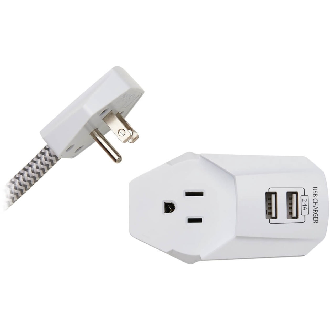 Tripp Lite Surge Protector Power Strip 7-Outlet 2 USB Ports 6ft Cord White