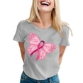 thumbnail image 1 of Hauts d'Été pour Femmes Rose Mode Imprimé Manches Courtes Col Rond Blouse Chemises Décontractées pour Femmes Gris m, 1 of 4