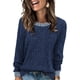 thumbnail image 2 of Camisas de Larga para Mujer, Suéteres, Conjuntos de Otoño, Bloques de Color, Ropa de Invierno, Elegantes, Informales, Suaves. Azul Marino M, 2 of 7