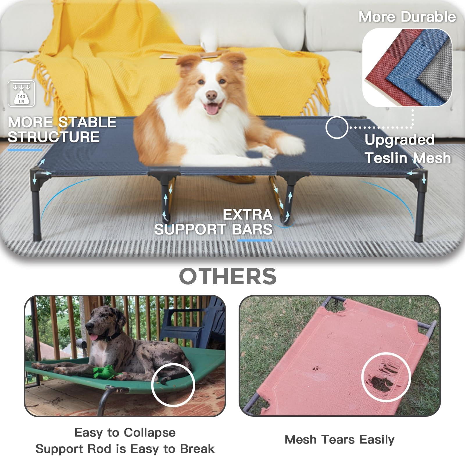 Elevated Dogs Bed Waterproof Outdoor  Portable Raised Dog Beds Off The Floor Easy Clean Indoor Or Use X-large Blue
