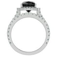 thumbnail image 3 of 18K White Gold Wedding Ring Set for Women Cushion Cut Black Diamond Halo Rings 3.30 Carat (G,VS1), 3 of 5
