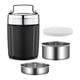 thumbnail image 4 of Fiambrera de acero inoxidable, contenedor de almuerzo, caja Bento de 2 compartimentos de acero inoxidable 304 de gran capacidad de 1,9 L para Picnic negro, 4 of 8