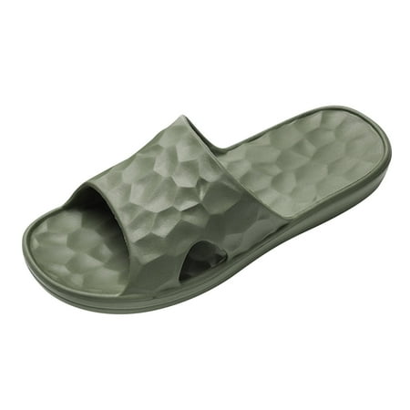 

Vedolay Fashion All Seasons Men Slippers Flat Bottom Home Bathroom Non Slip Open Toe Slip On Wave Pattern Mens Home Slippers(Green 11)