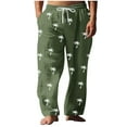 thumbnail image 2 of Pantalones largos para hombre, cintura elástica, transpirables, cómodos, suaves, informales, de playa, de poliéster., 2 of 5