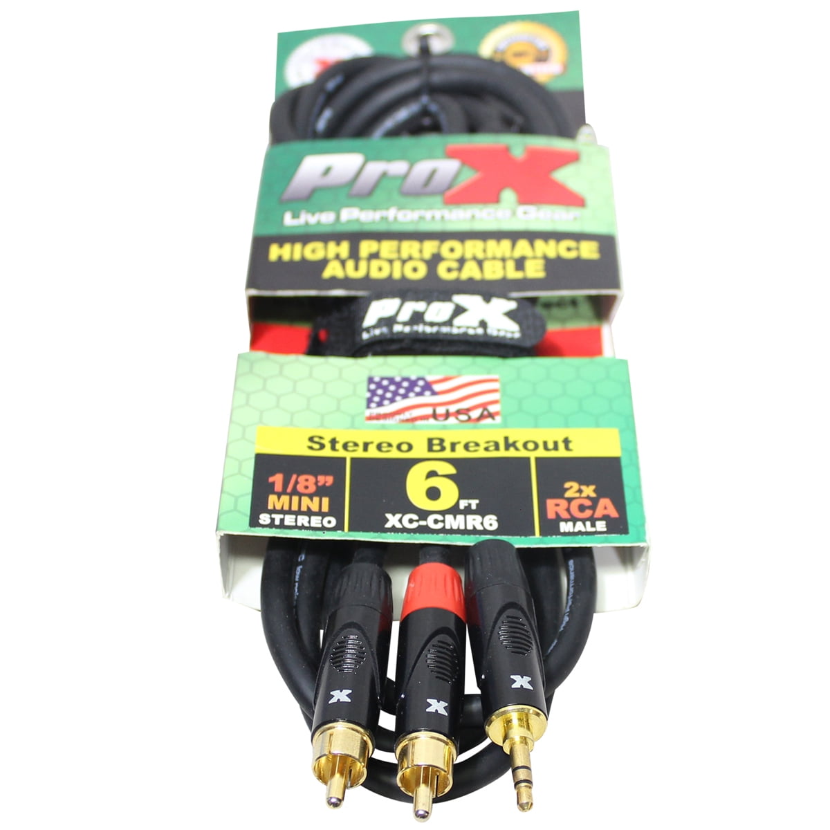 ProX XC-CMR6 6' 1/8" (3.5mm) TRS to Dual RCA-M High Performance Audio Cable