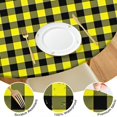 thumbnail image 4 of Yellow Black Checkerboard Checkered Pattern Round Fitted Tablecloth with Elastic Edge,Dining Table Cover Waterproof,Outdoor Round Tablecloth for Camping,Dining,Indoor and Outdoor, 4 of 7