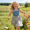 thumbnail image 5 of WMQPNNS Flower Girl Dress Sleeveless/Short Sleeve A Line Cute Summer Dress Toddler Girls Dresses for Birthday Wedding Party, Size 5 Years, 4-Blue, 5 of 9