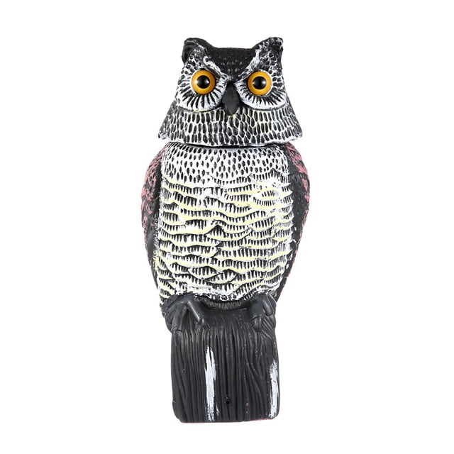 Generic Owl Prowler Decoy Scarecrow Rotating Head Sound Protection Garden Yard