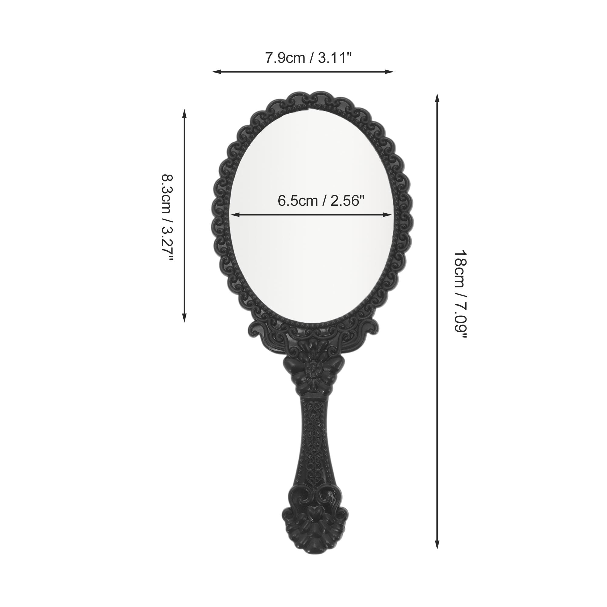 Unique Bargains 2pcs Delicate Handheld Mirror for Personal Grooming and Travel Black