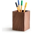 thumbnail image 1 of 2 Pack Walnut Wood Pen and Pencil Holder for Desk, Large Square Design Wooden Pen and Pencil Cup, Desk Pen Holder, Makeup Brush Holder, 1 of 3