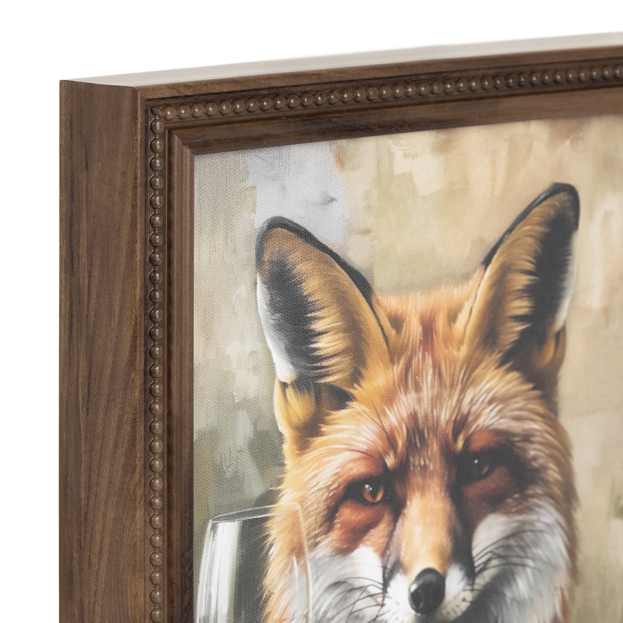 DesignOvation Traditional Fox Wine Tasting 8"x10"Framed Canvas Art Print by The Creative Bunch Studio, 8X10 ANIMAL ART FOX WINE